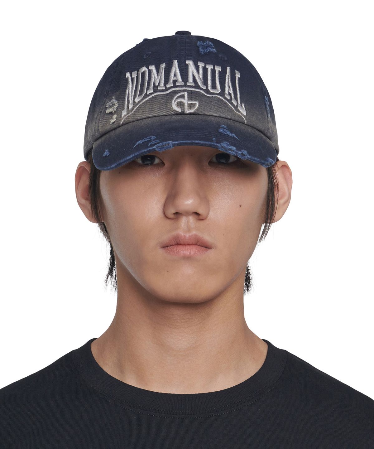 노매뉴얼(NOMANUAL) DESTROYED BALL CAP - WASHED NAVY
