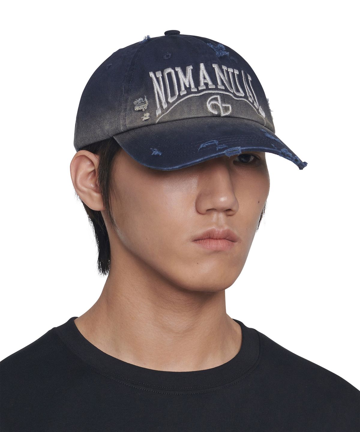 노매뉴얼(NOMANUAL) DESTROYED BALL CAP - WASHED NAVY
