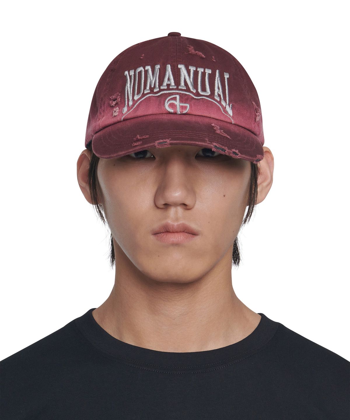 노매뉴얼(NOMANUAL) DESTROYED BALL CAP - WASHED BURGUNDY