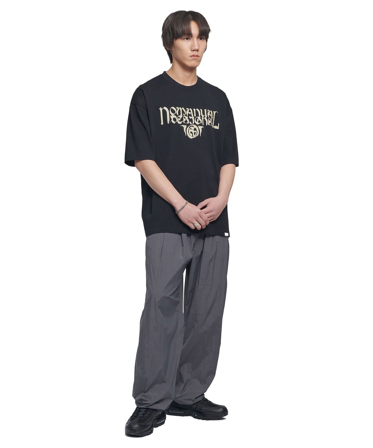 노매뉴얼(NOMANUAL) SHADE BELTED PANTS - CHARCOAL
