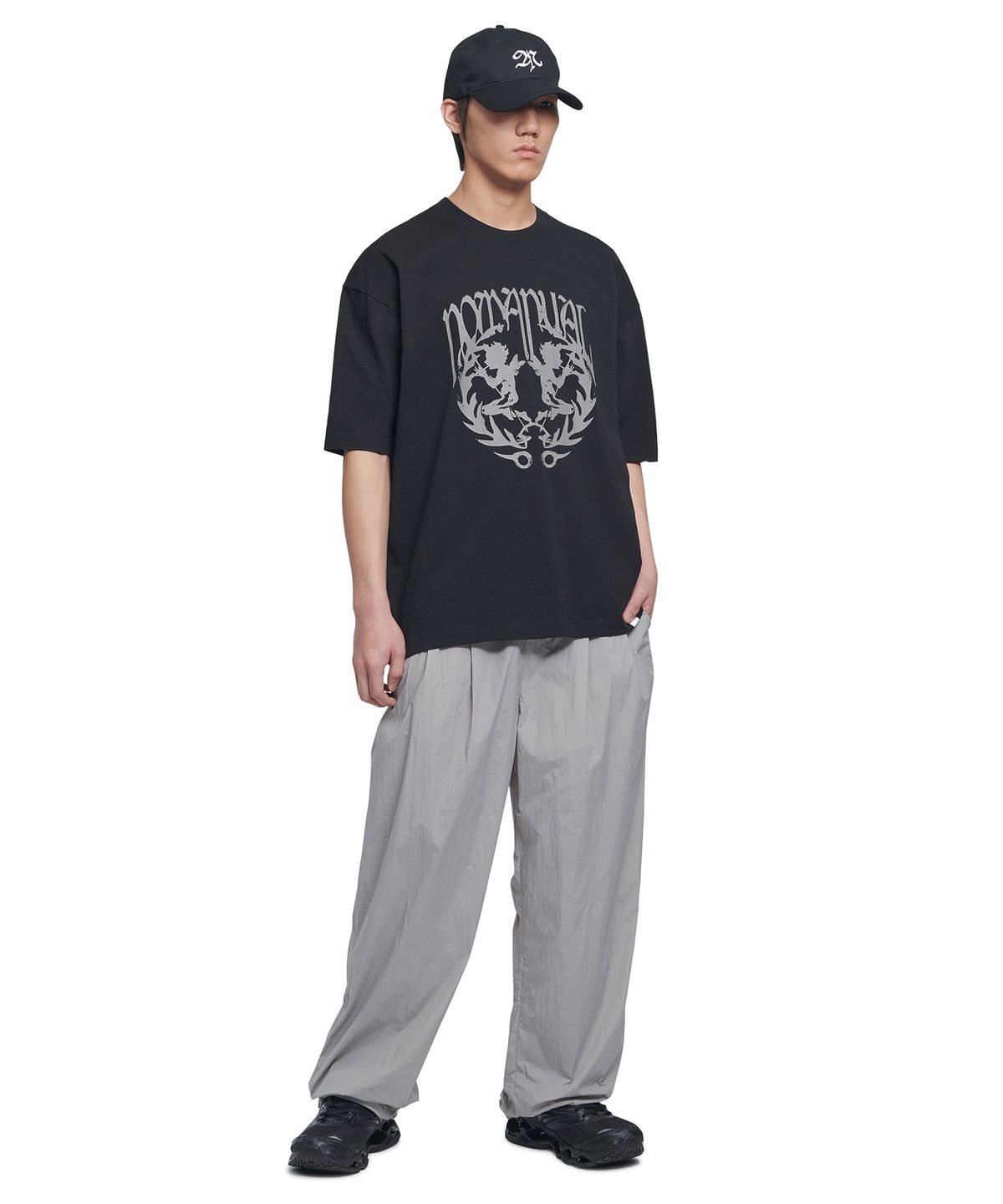 노매뉴얼(NOMANUAL) SHADE BELTED PANTS - GRAY