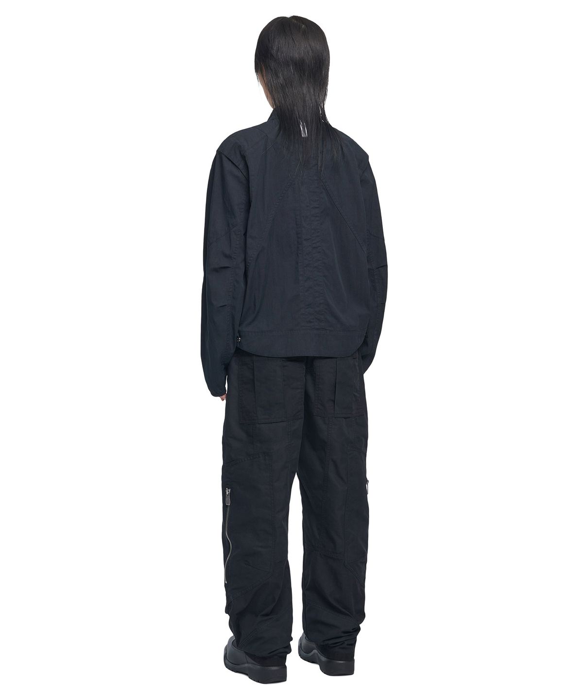 노매뉴얼(NOMANUAL) SIDE ZIPPER DOUBLE KNEE PANTS - BLACK