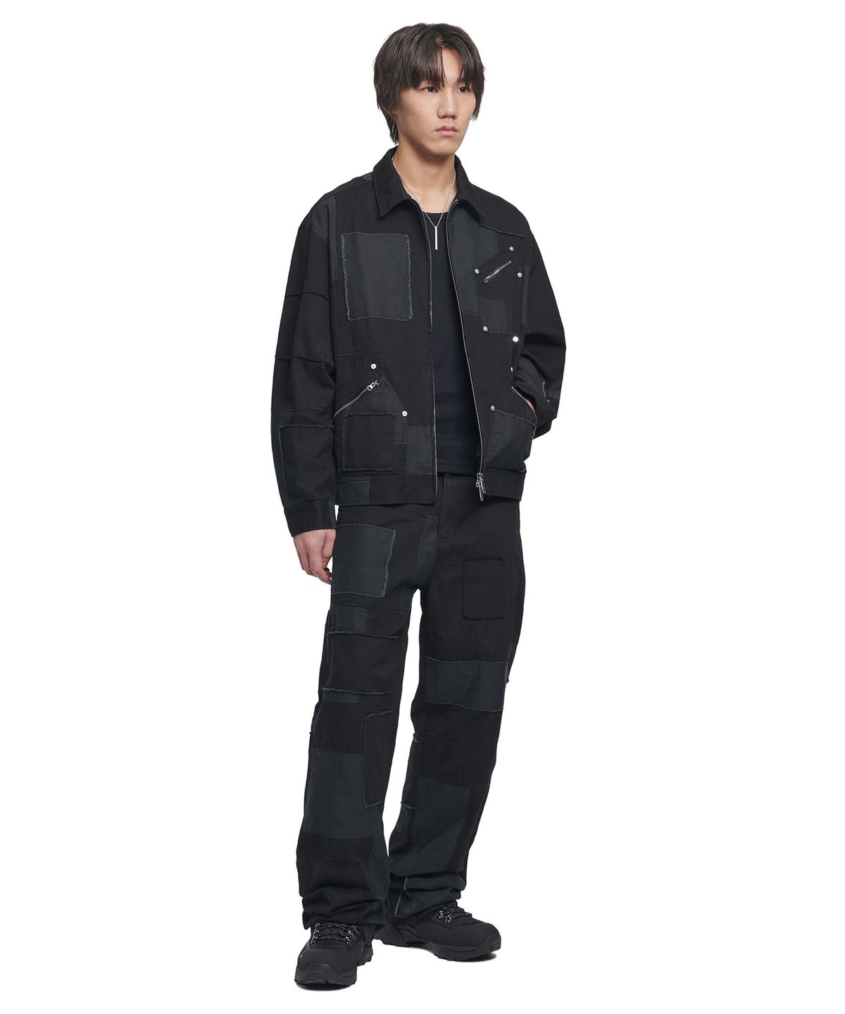 노매뉴얼(NOMANUAL) MULTI PANEL WORK PANTS - WASHED BLACK
