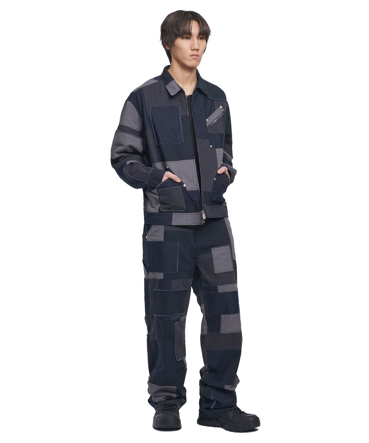 노매뉴얼(NOMANUAL) MULTI PANEL WORK PANTS - WASHED NAVY