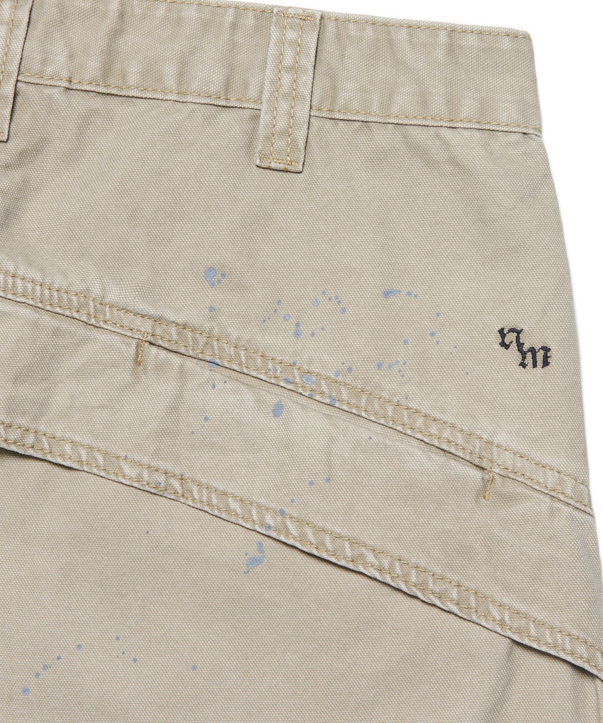 노매뉴얼(NOMANUAL) PAINTED DOUBLE KNEE PANTS - WASHED BEIGE