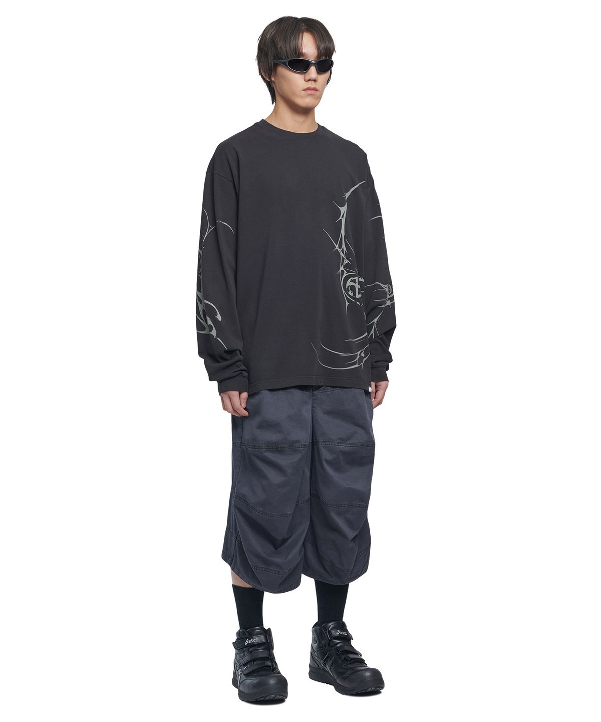 노매뉴얼(NOMANUAL) CURVED HALF PANTS - WASHED NAVY