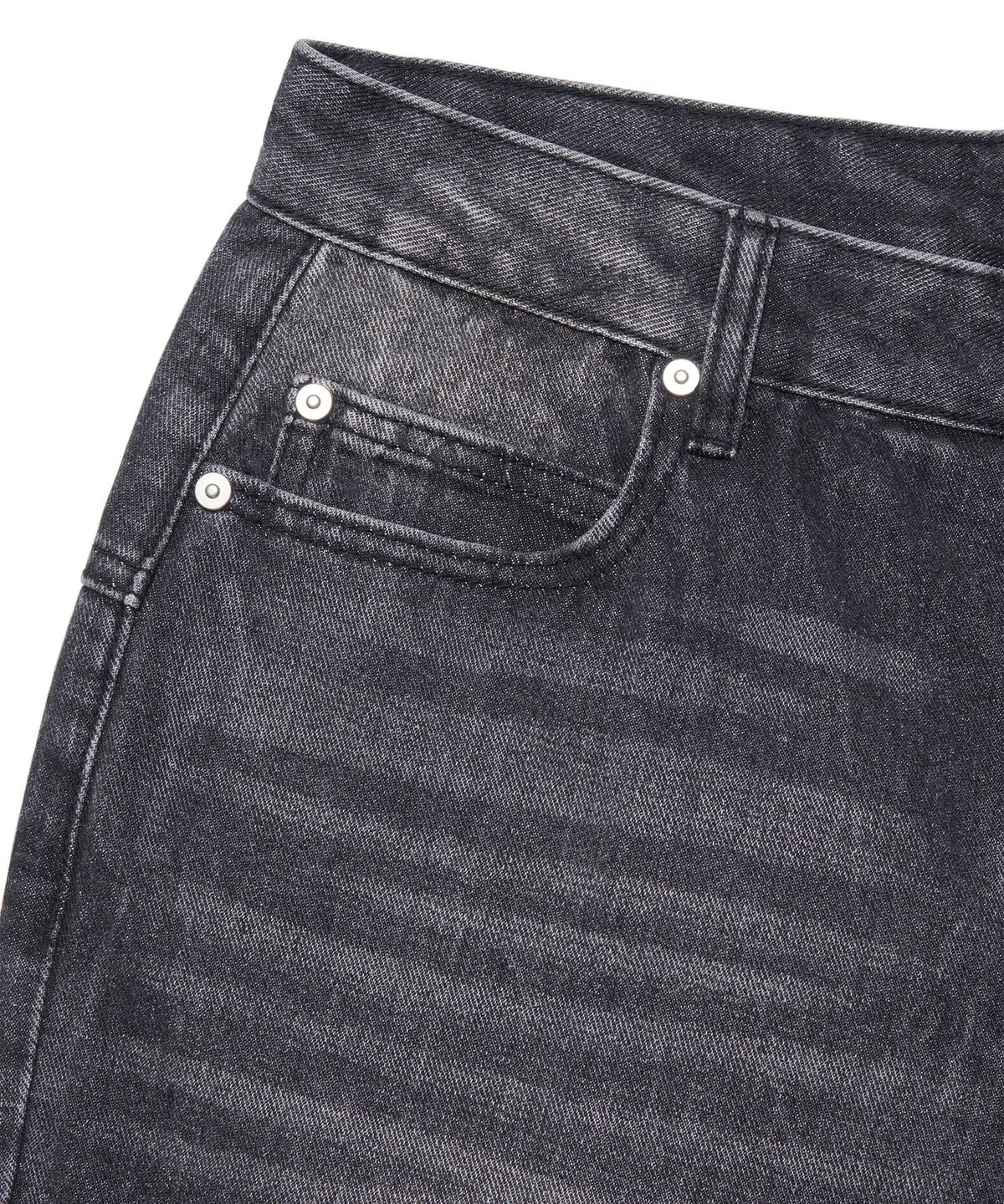 노매뉴얼(NOMANUAL) SEMI FLARE DENIM PANTS - WASHED BLACK