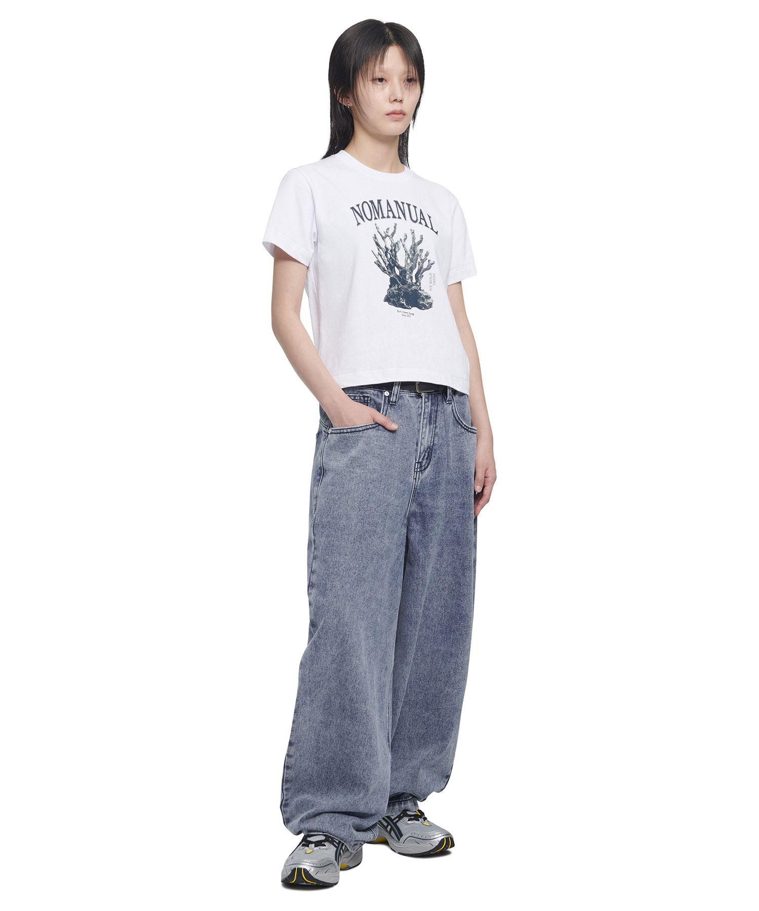 MUSINSA | NOMANUAL RAW VISION DENIM PANTS - WHITE BLUE