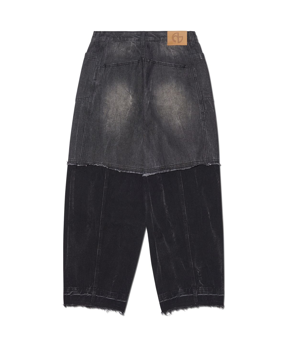 노매뉴얼(NOMANUAL) HALF & HALF DENIM PANTS - WASHED BLACK