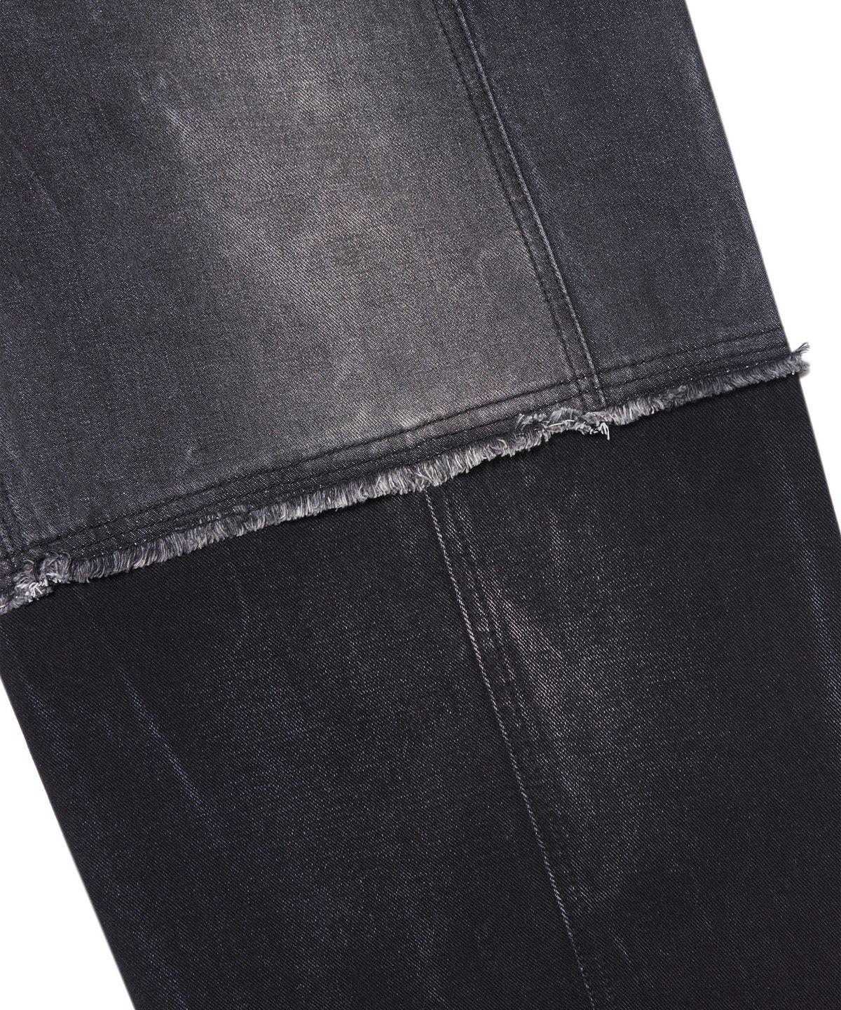 노매뉴얼(NOMANUAL) HALF & HALF DENIM PANTS - WASHED BLACK