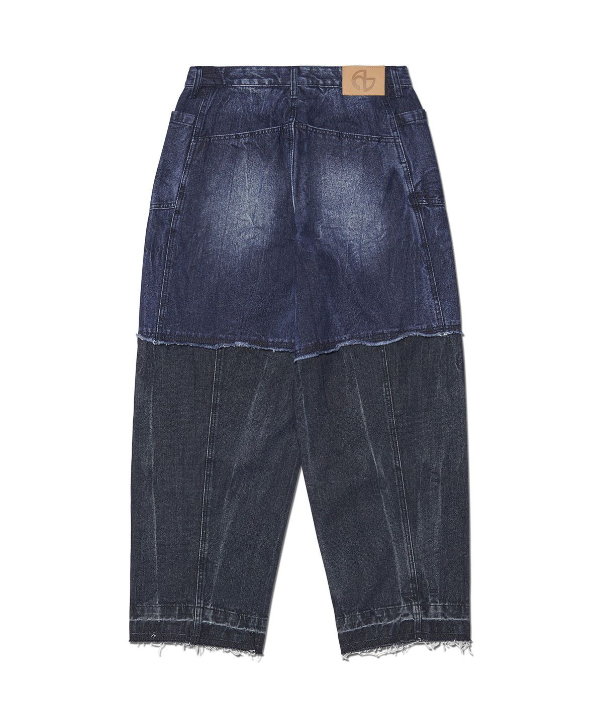 노매뉴얼(NOMANUAL) HALF & HALF DENIM PANTS - WASHED NAVY