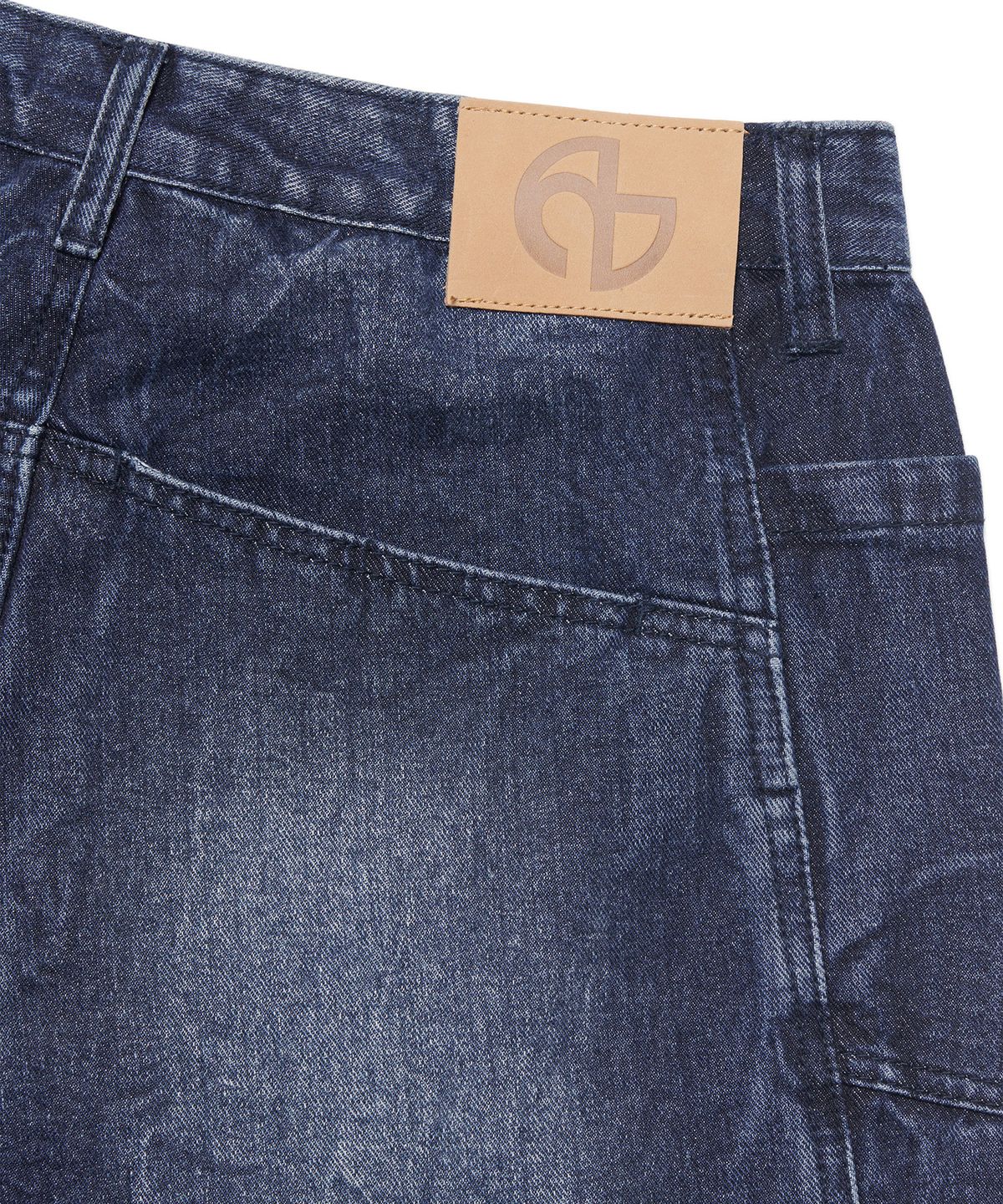 노매뉴얼(NOMANUAL) HALF & HALF DENIM PANTS - WASHED NAVY