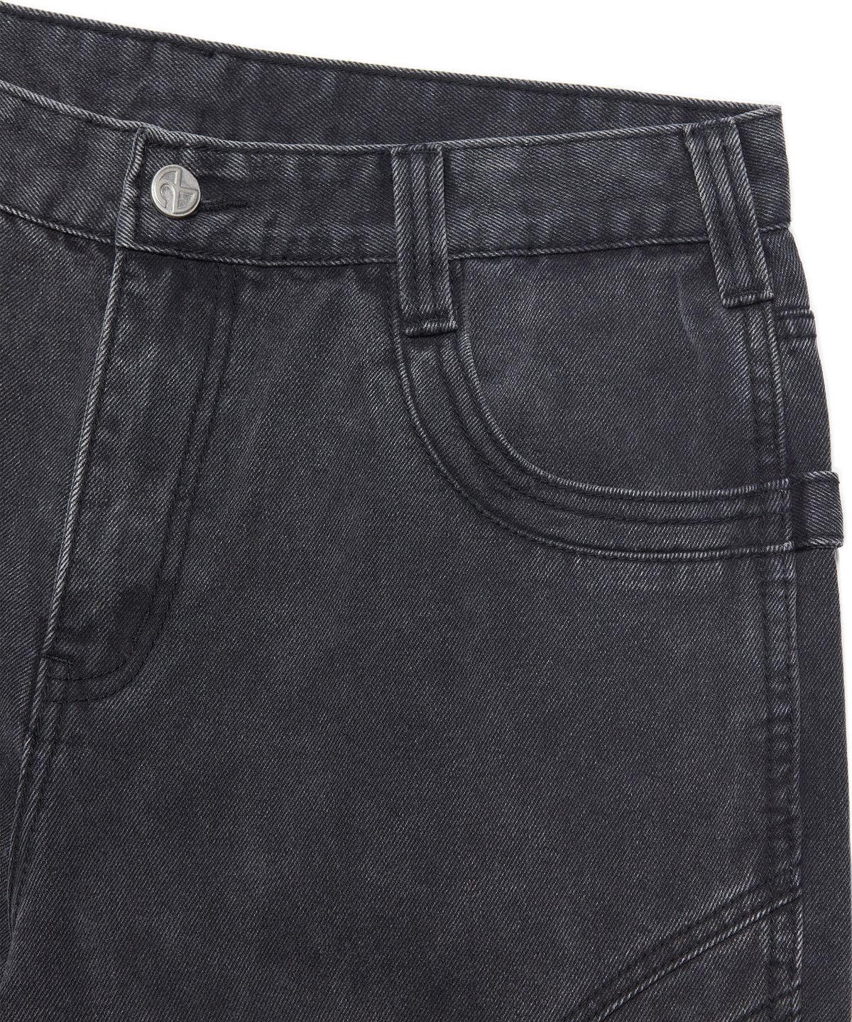 노매뉴얼(NOMANUAL) WASHED DENIM WORK PANTS - WASHED BLACK