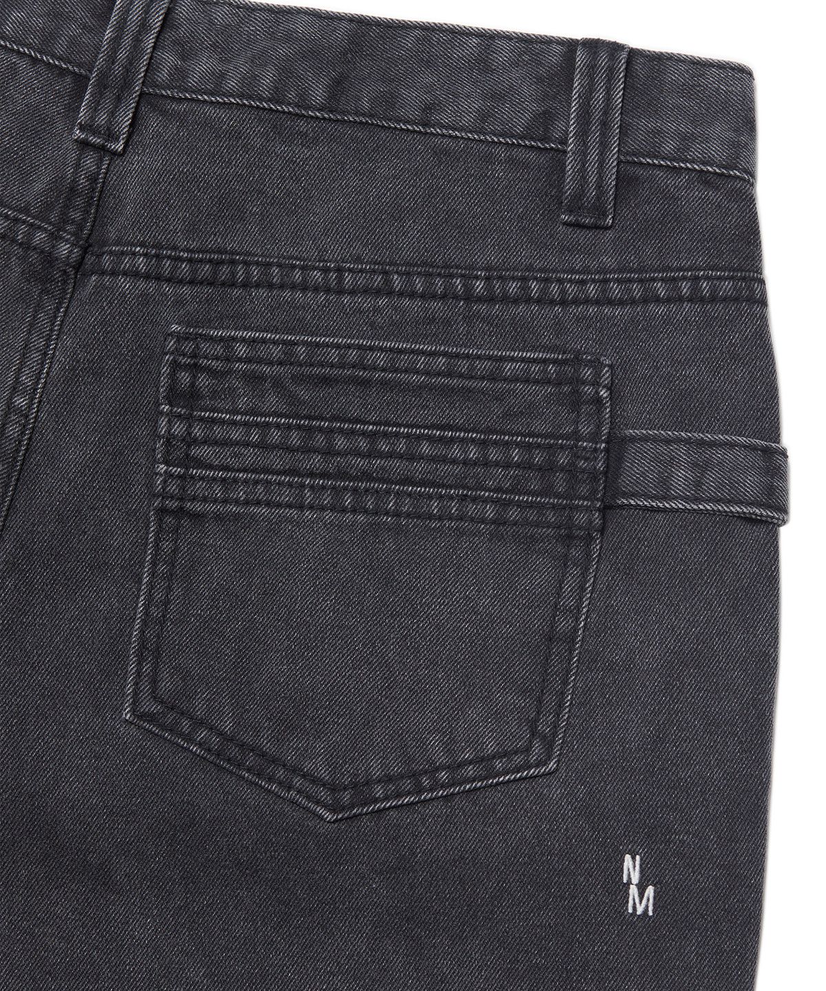 노매뉴얼(NOMANUAL) WASHED DENIM WORK PANTS - WASHED BLACK