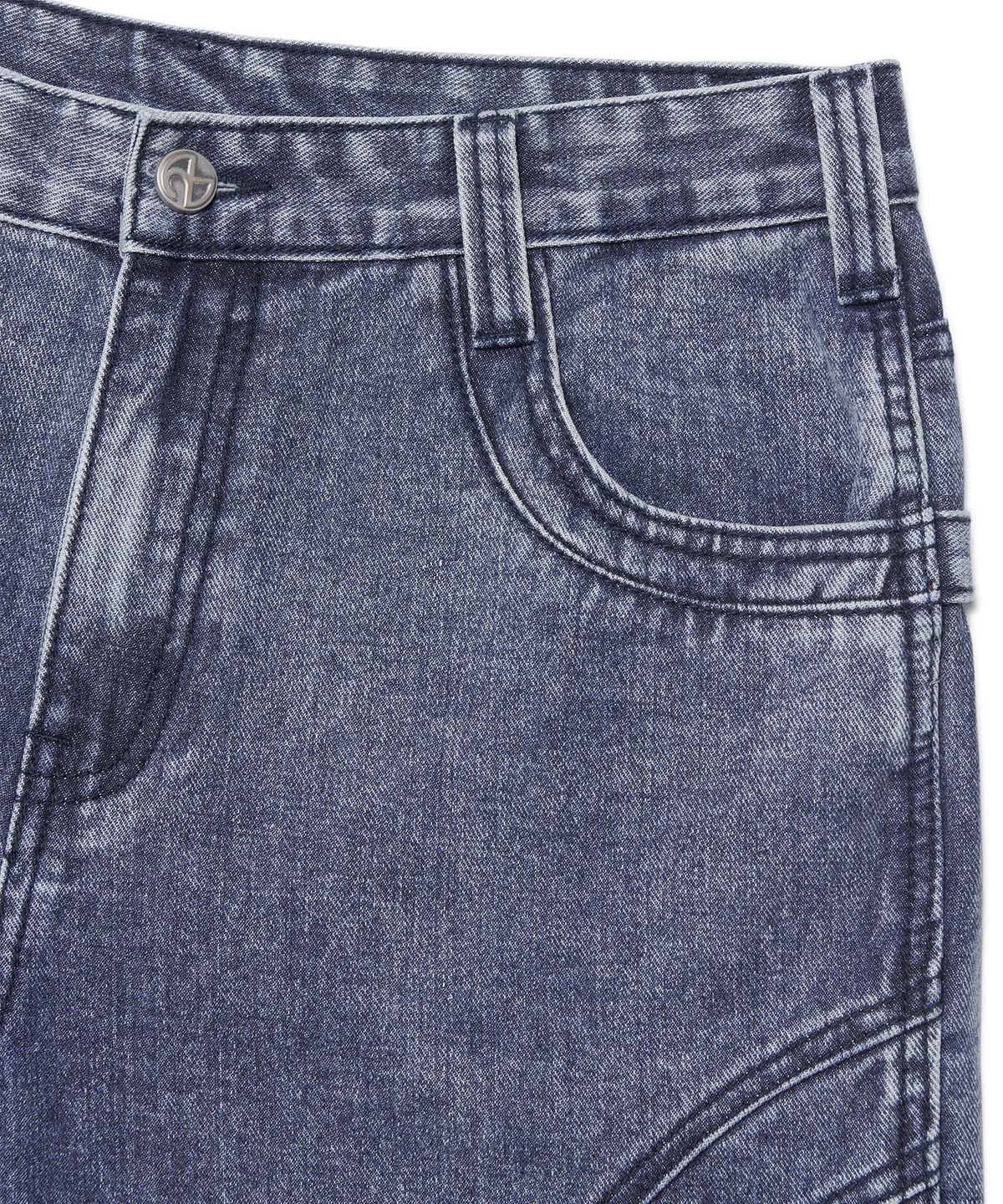 노매뉴얼(NOMANUAL) WASHED DENIM WORK PANTS - WASHED BLUE