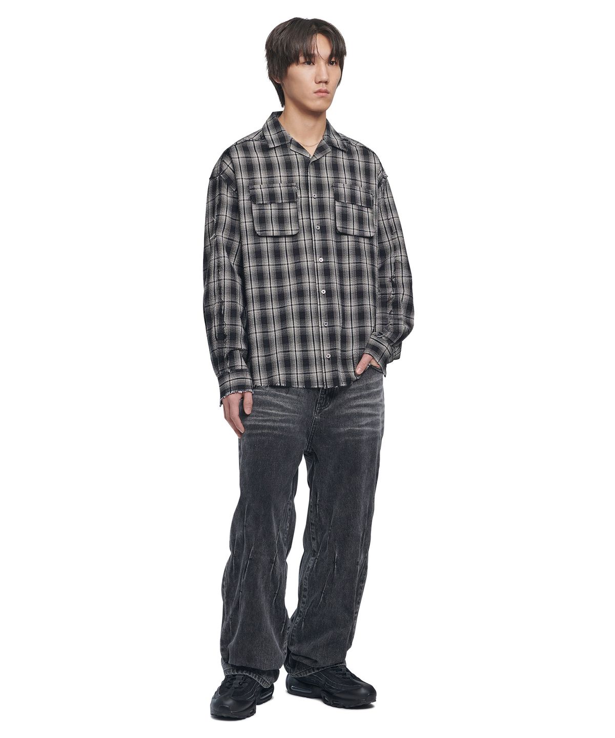 노매뉴얼(NOMANUAL) K.T DENIM PANTS - WASHED BLACK