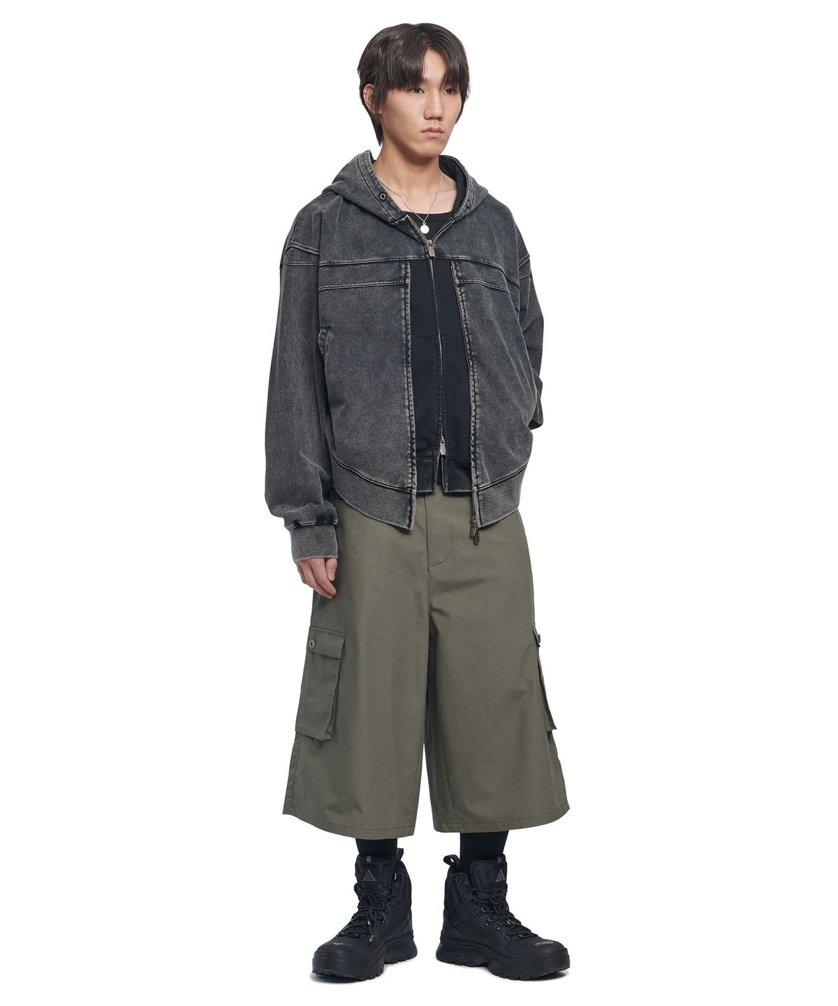노매뉴얼(NOMANUAL) D.P CARGO BERMUDA PANTS - STONE