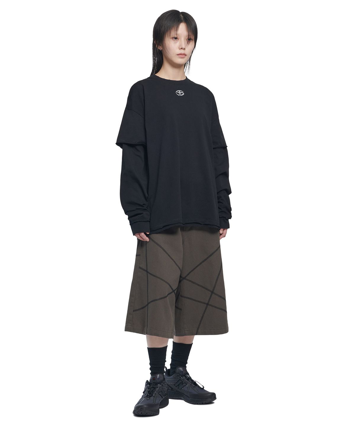 노매뉴얼(NOMANUAL) S.L BERMUDA PANTS - CHARCOAL