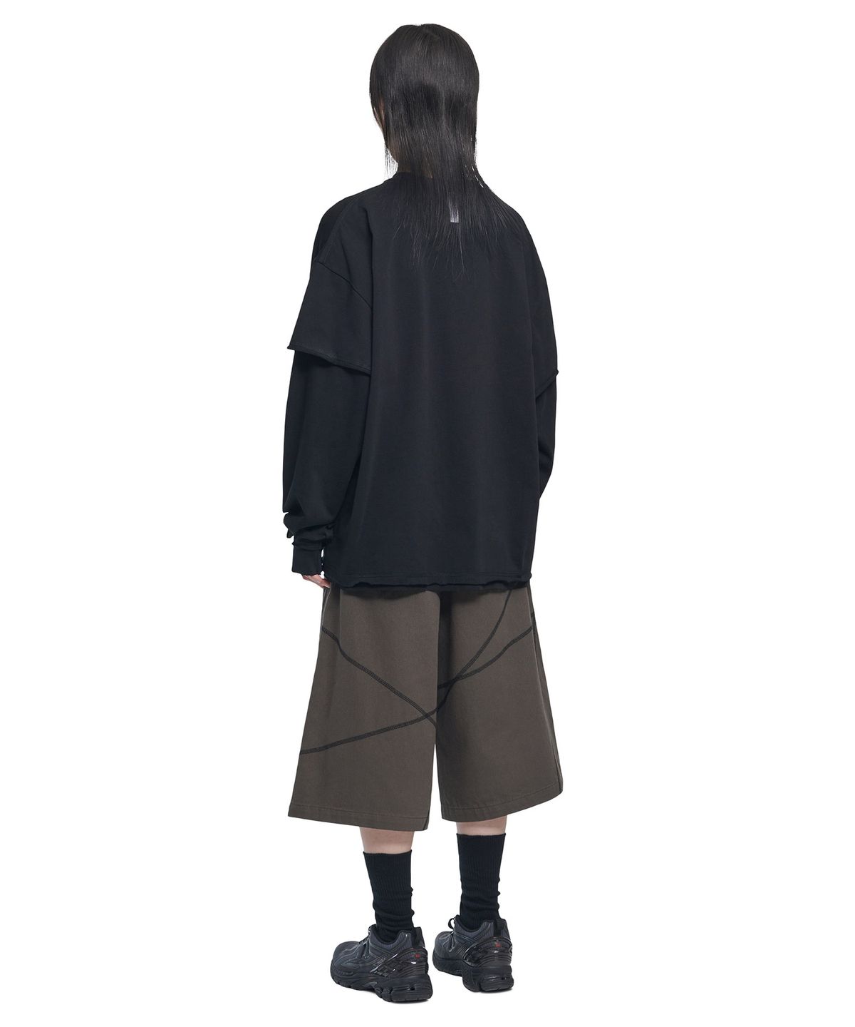 노매뉴얼(NOMANUAL) S.L BERMUDA PANTS - CHARCOAL