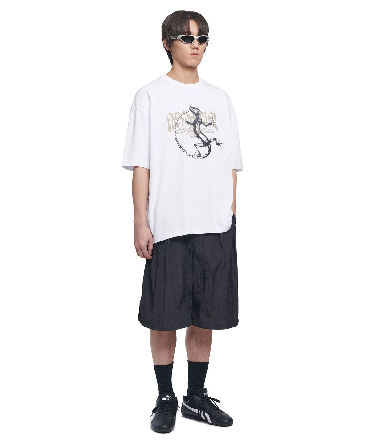 노매뉴얼(NOMANUAL) SHADE BELTED SHORTS - BLACK
