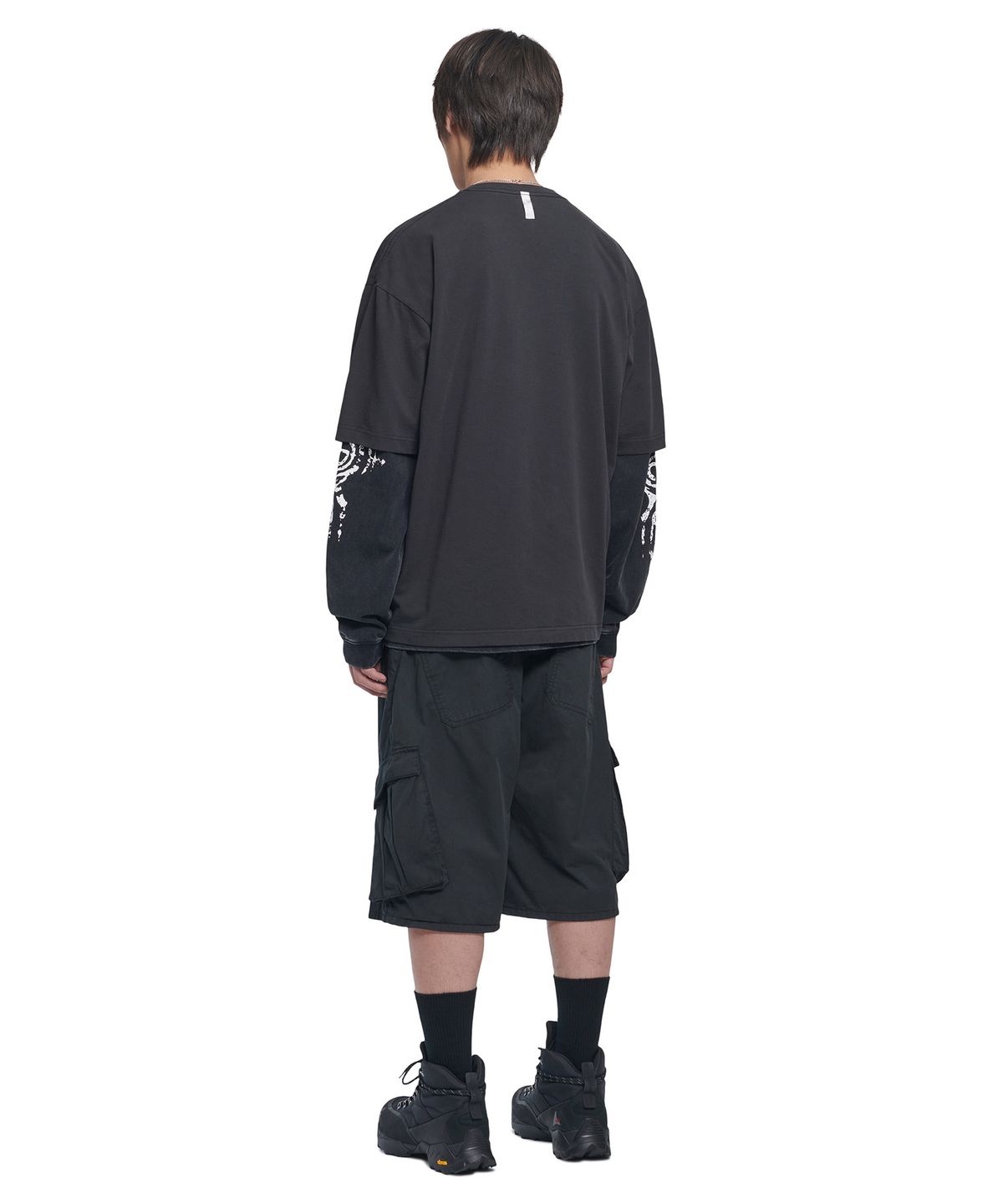 노매뉴얼(NOMANUAL) TWISTED CARGO SHORTS - WASHED BLACK