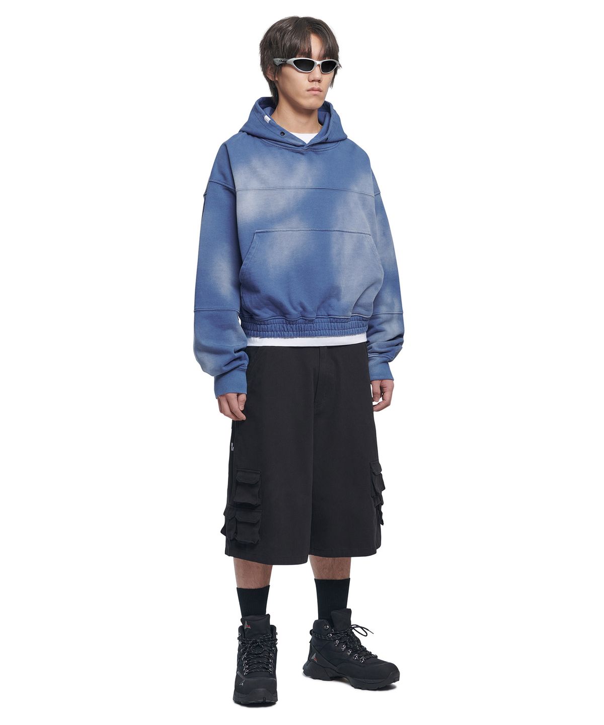 노매뉴얼(NOMANUAL) UTILITY CARGO SHORTS - WASHED BLACK