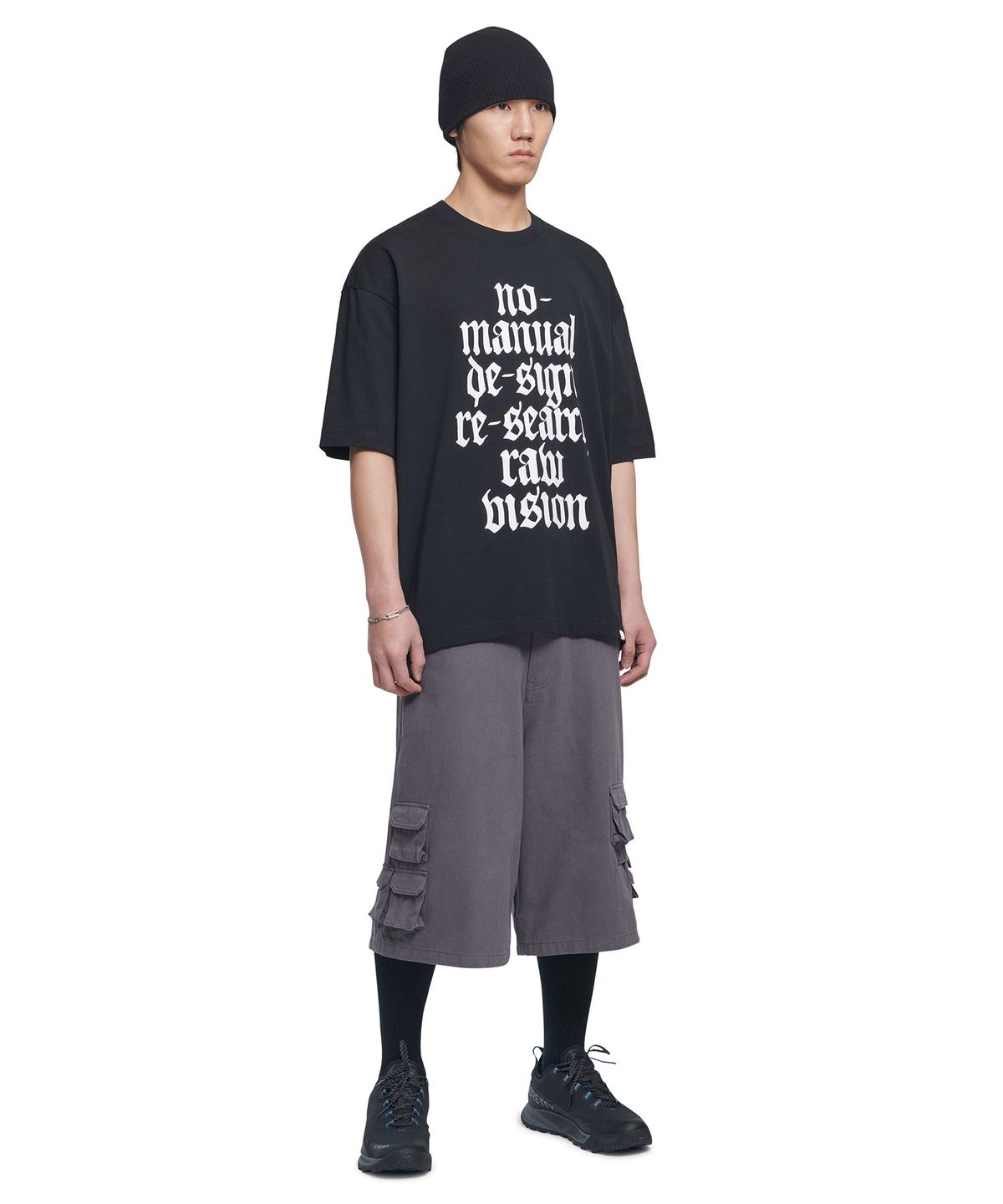 노매뉴얼(NOMANUAL) UTILITY CARGO SHORTS - WASHED CHARCOAL