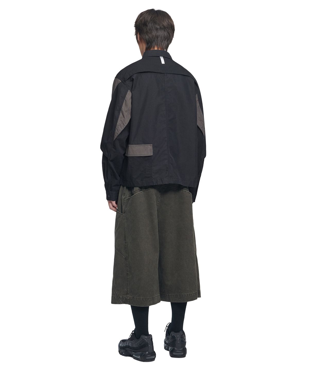 노매뉴얼(NOMANUAL) DIAGONAL POCKET BERMUDA PANTS - WASHED CHARCOAL