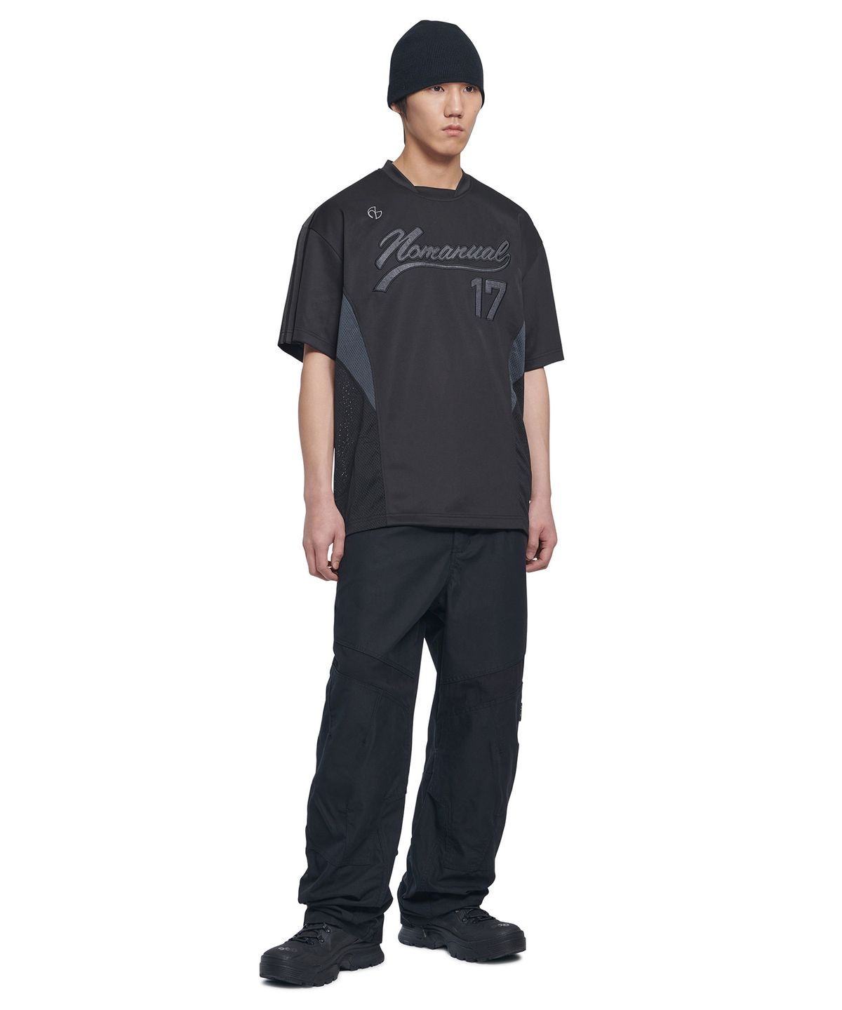 노매뉴얼(NOMANUAL) SWEEP BASEBALL JERSEY - BLACK
