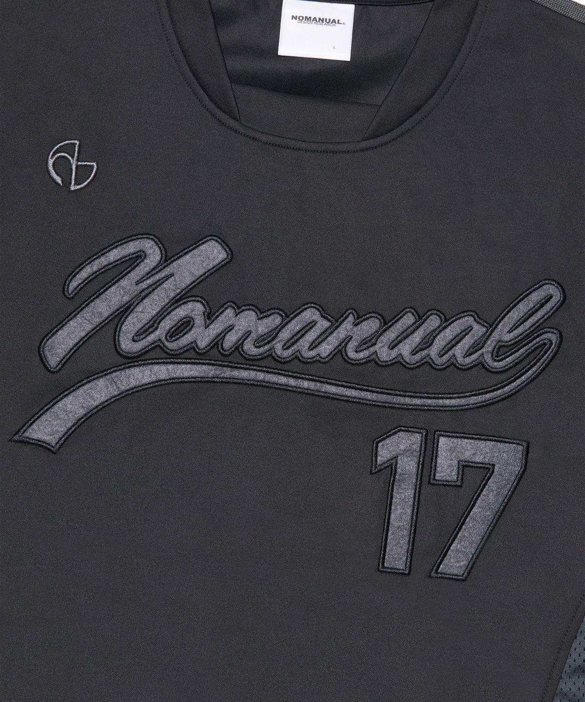 노매뉴얼(NOMANUAL) SWEEP BASEBALL JERSEY - BLACK