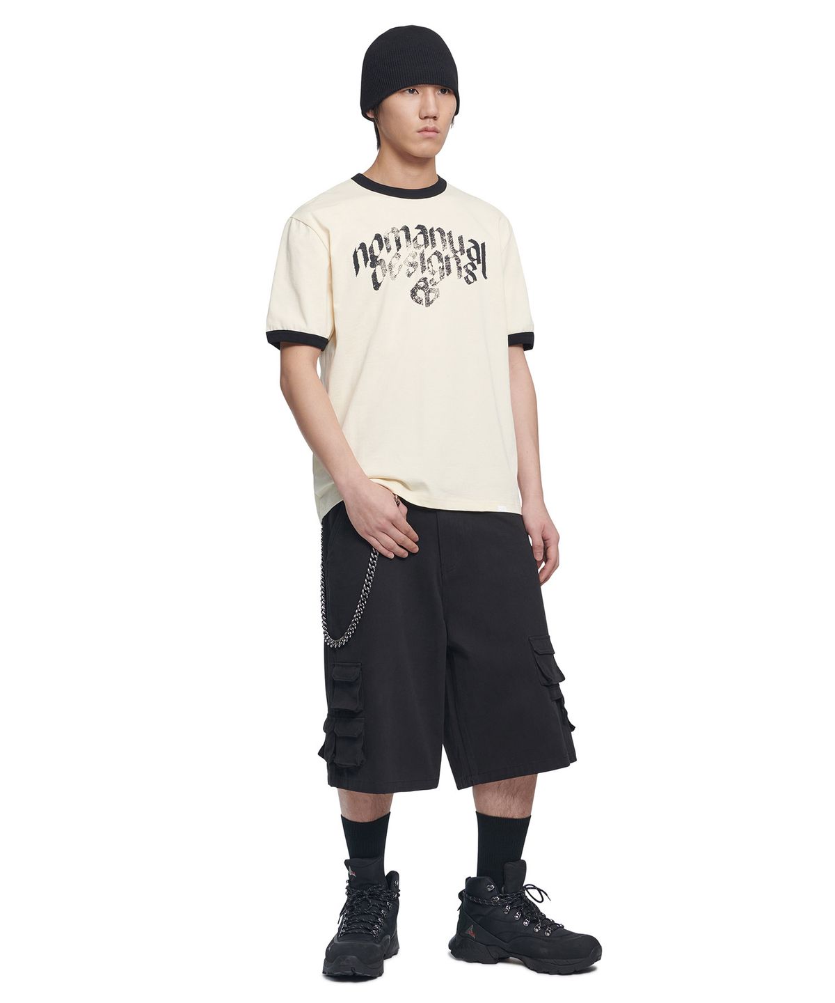 노매뉴얼(NOMANUAL) N.D RINGER T-SHIRT - CREAM