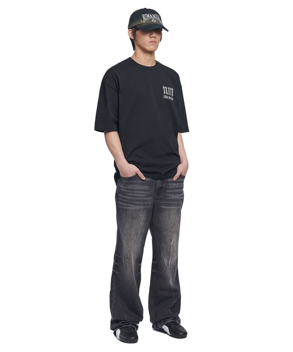 노매뉴얼(NOMANUAL) R.V ARCH LOGO T-SHIRT - BLACK