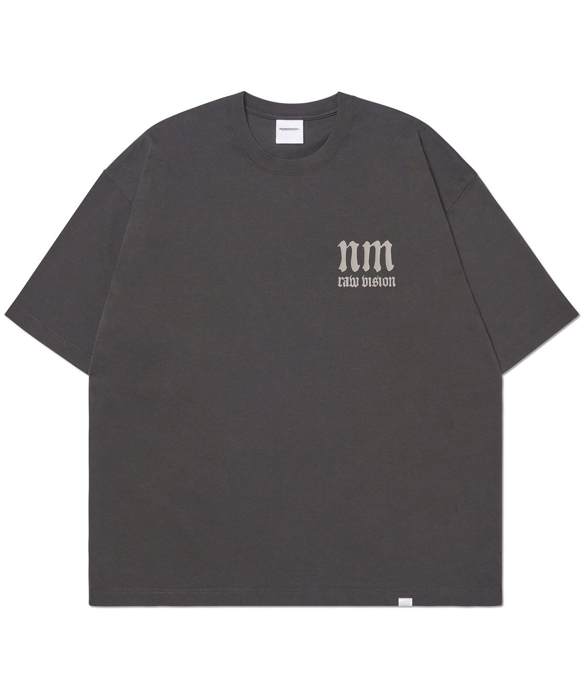 노매뉴얼(NOMANUAL) R.V ARCH LOGO T-SHIRT - CHARCOAL