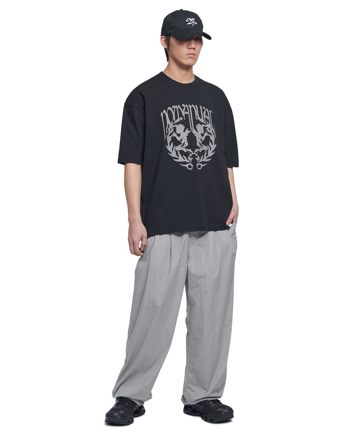 노매뉴얼(NOMANUAL) NM ANGEL T-SHIRT - BLACK