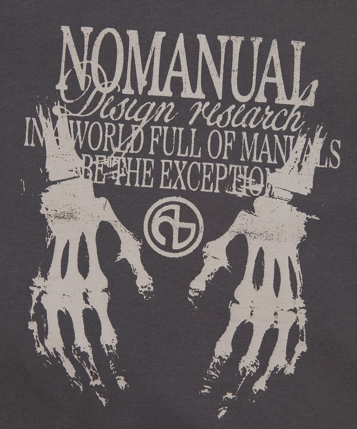노매뉴얼(NOMANUAL) SKELETON HANDS T-SHIRT - CHARCOAL