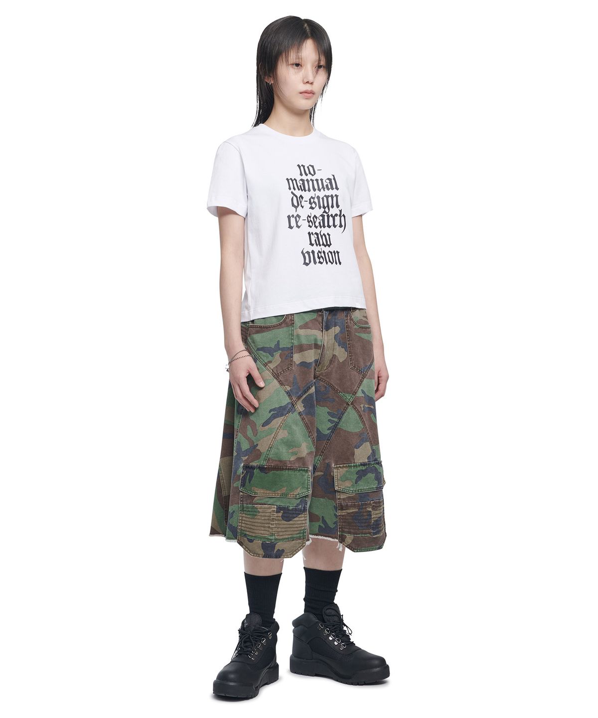 노매뉴얼(NOMANUAL) RAW VISION T-SHIRT - WHITE