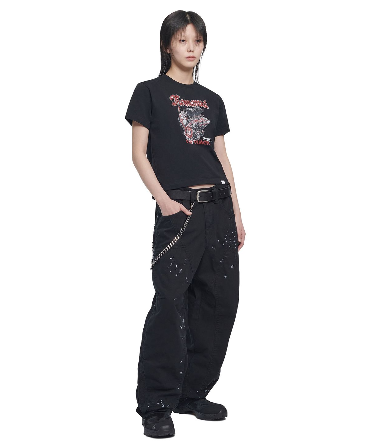 노매뉴얼(NOMANUAL) NM ENGINE T-SHIRT - BLACK