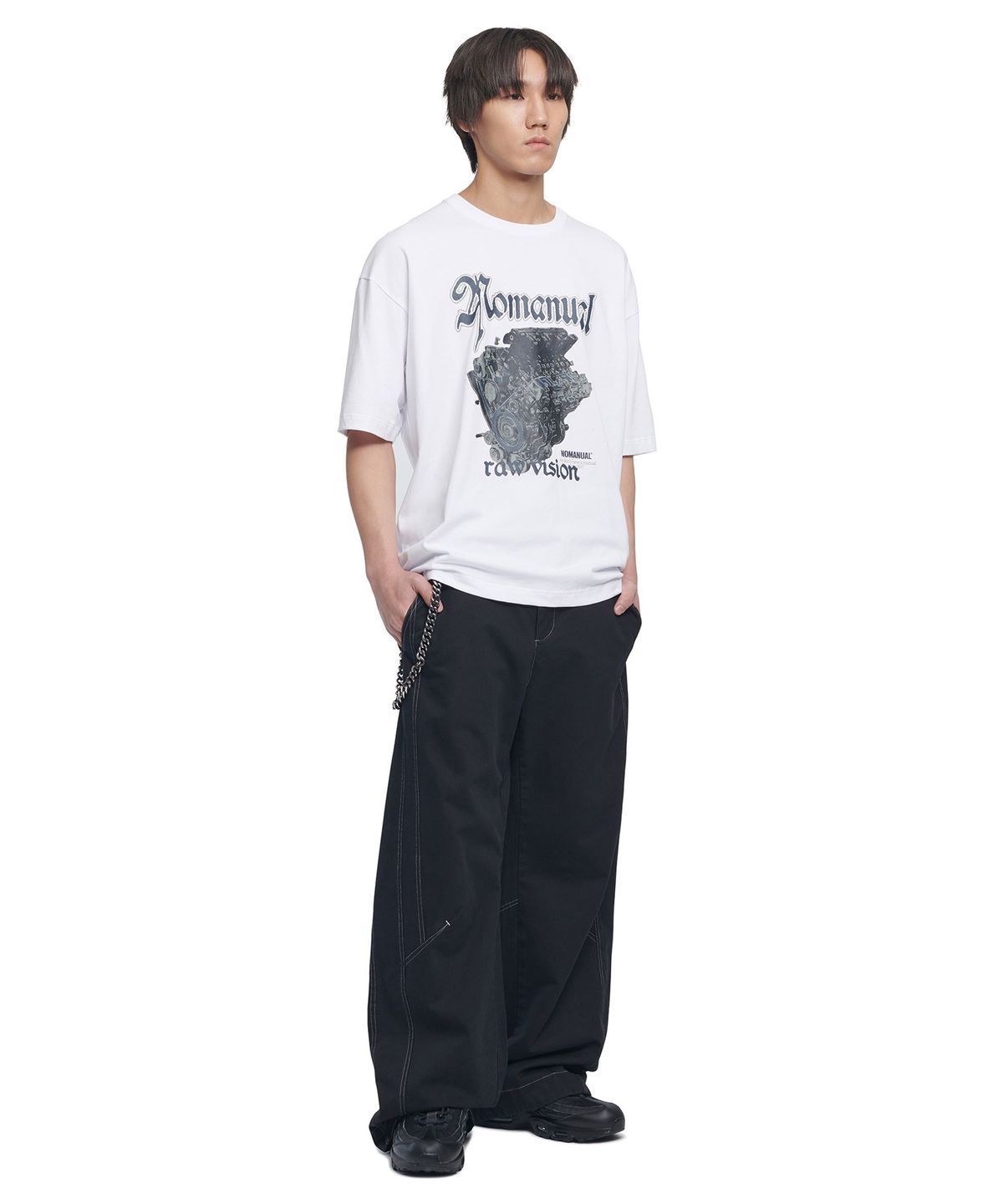 노매뉴얼(NOMANUAL) NM ENGINE T-SHIRT - WHITE