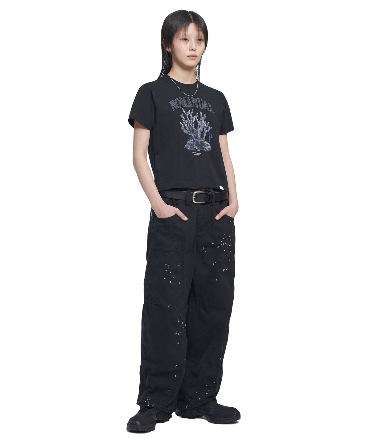 노매뉴얼(NOMANUAL) METAL CORAL REEF T-SHIRT - BLACK