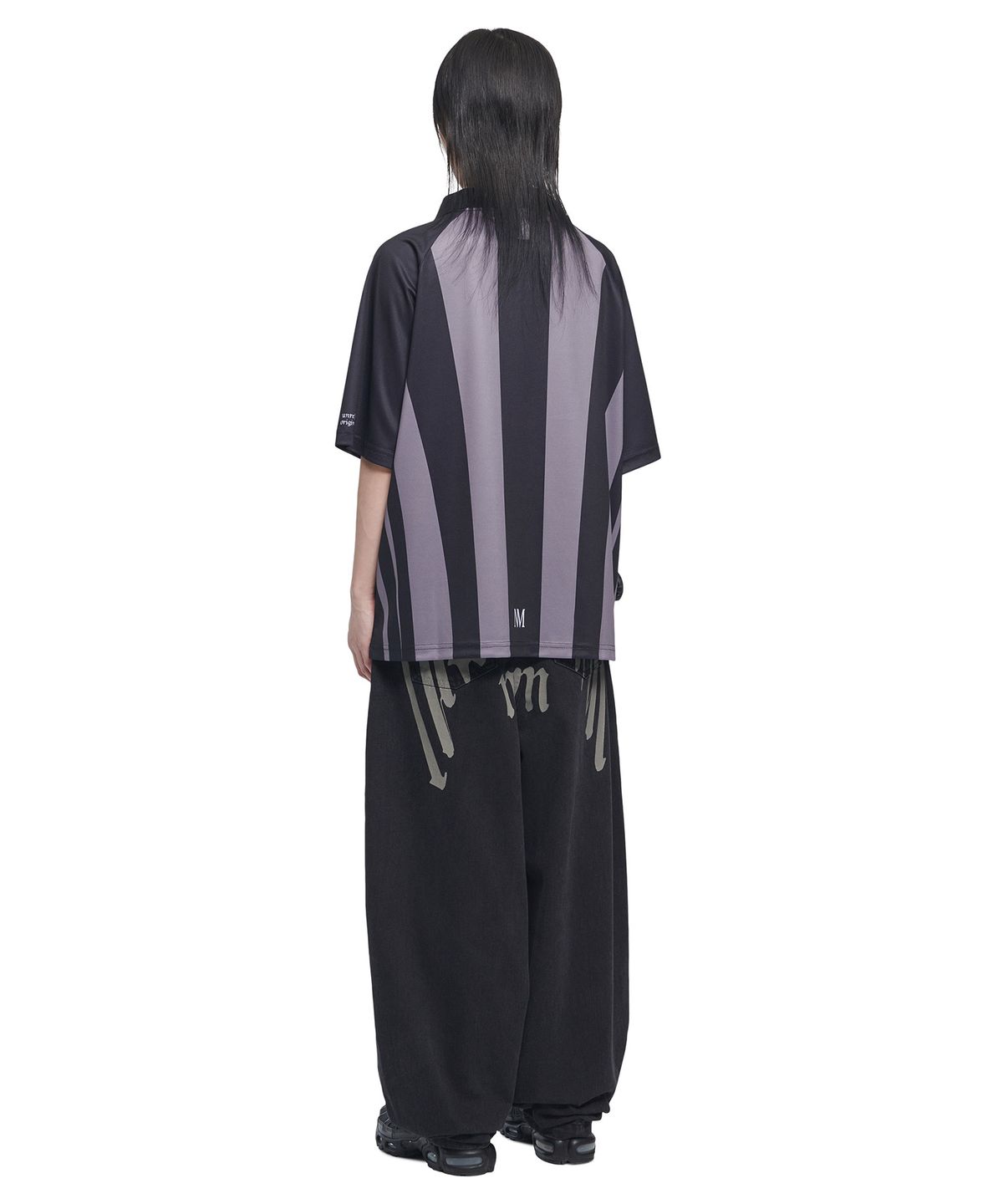 노매뉴얼(NOMANUAL) STRIPE FOOTBALL SHIRT - GRAY
