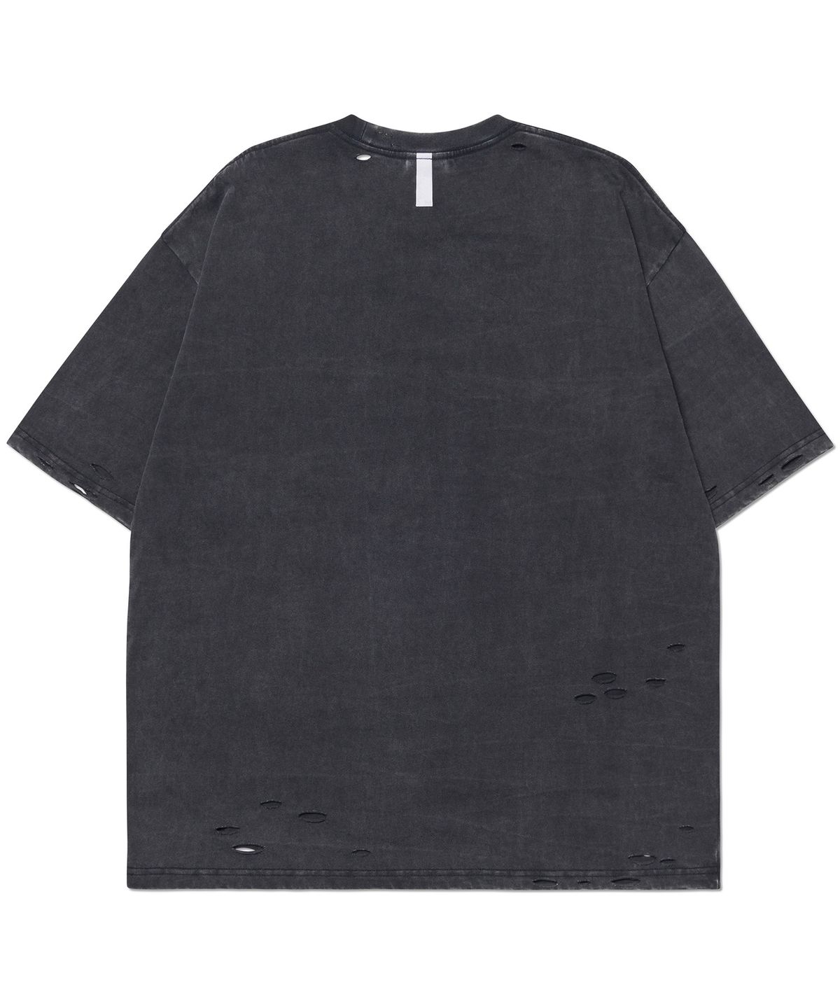 노매뉴얼(NOMANUAL) ECDYSIS DAMAGED T-SHIRT - WASHED BLACK