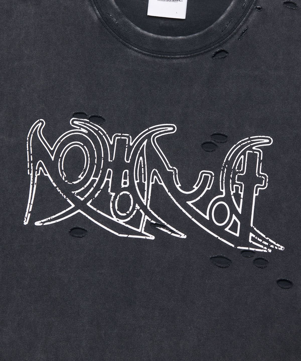 노매뉴얼(NOMANUAL) ECDYSIS DAMAGED T-SHIRT - WASHED BLACK