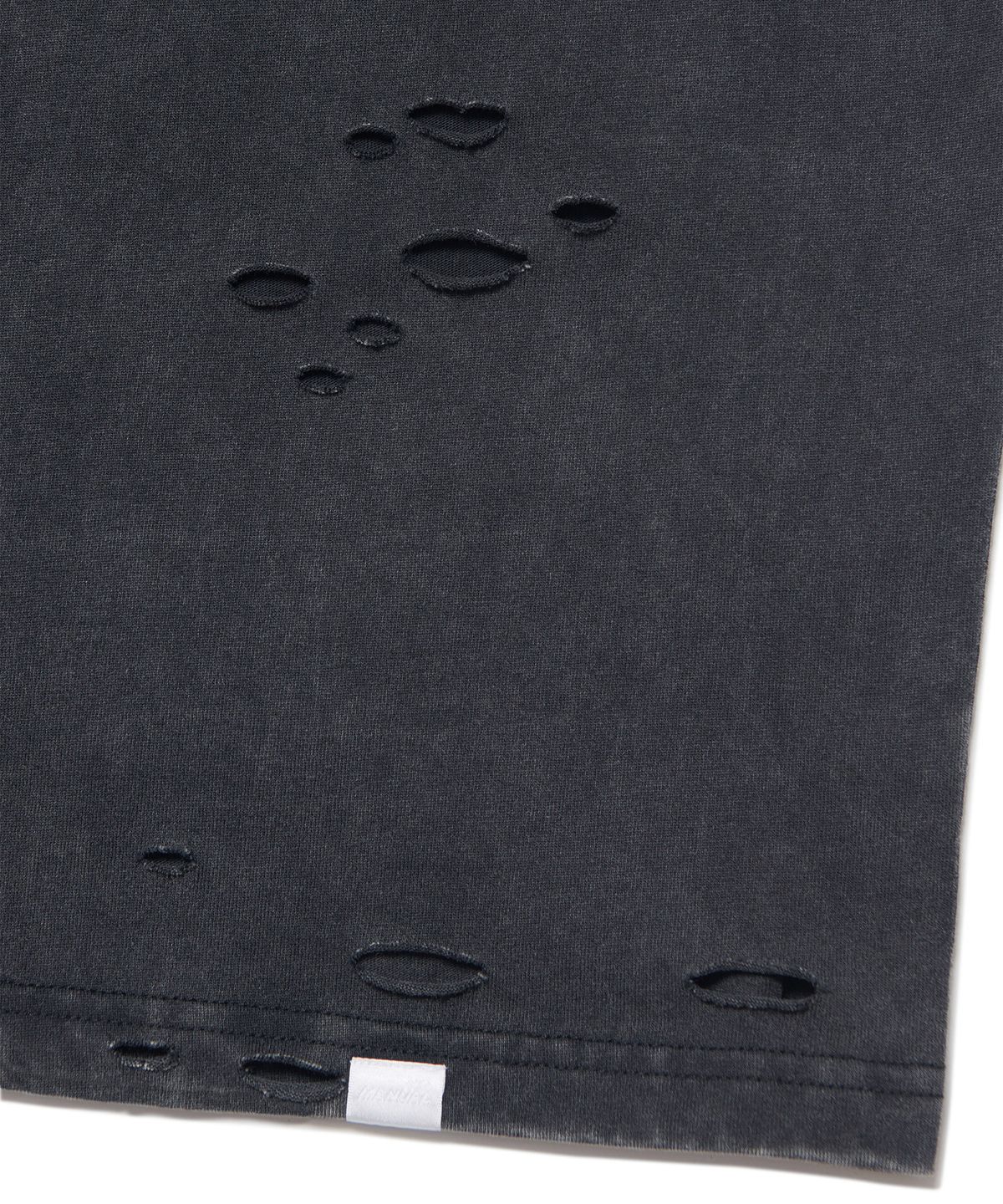 노매뉴얼(NOMANUAL) ECDYSIS DAMAGED T-SHIRT - WASHED BLACK