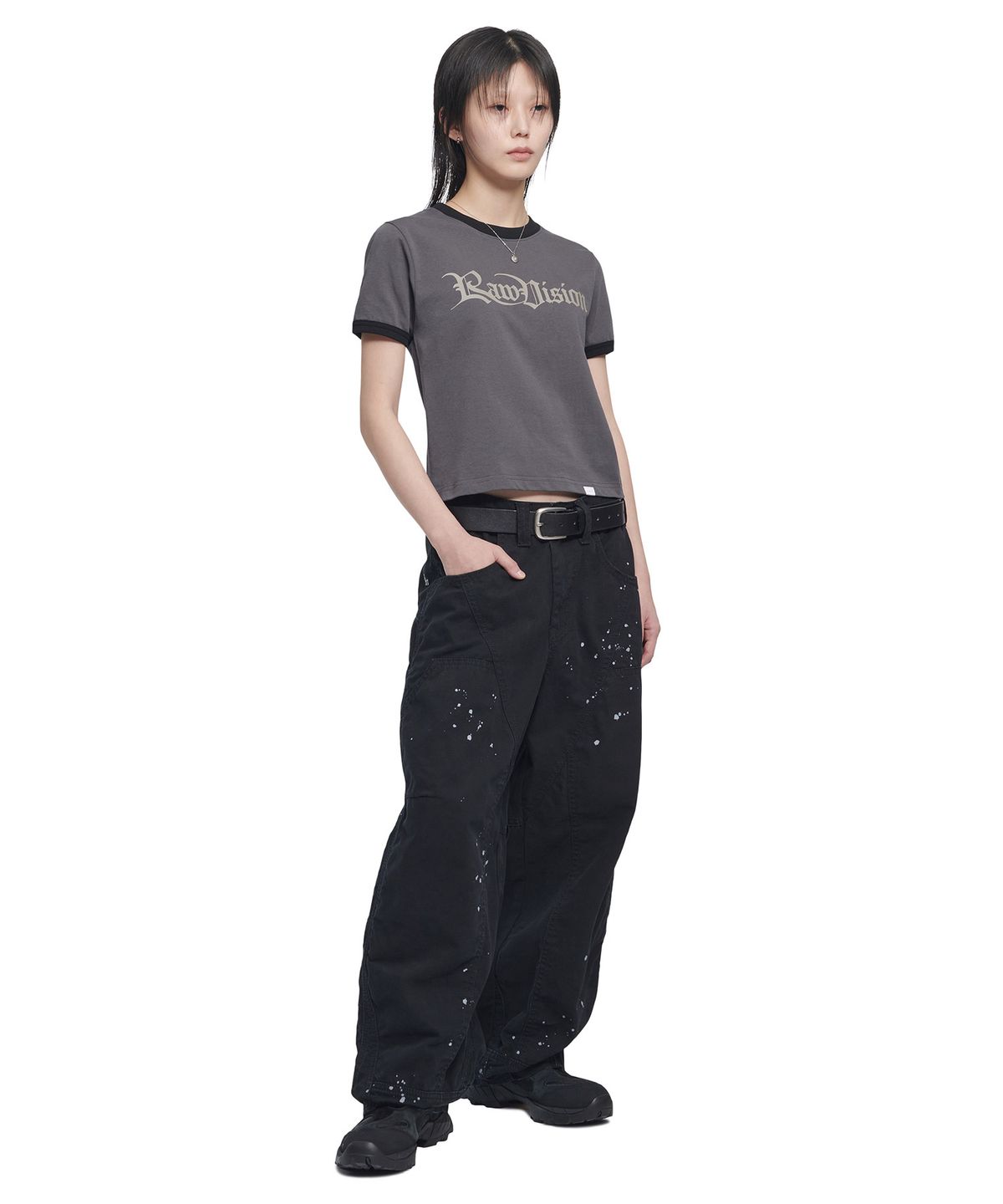 노매뉴얼(NOMANUAL) RAW VISION RINGER T-SHIRT - CHARCOAL