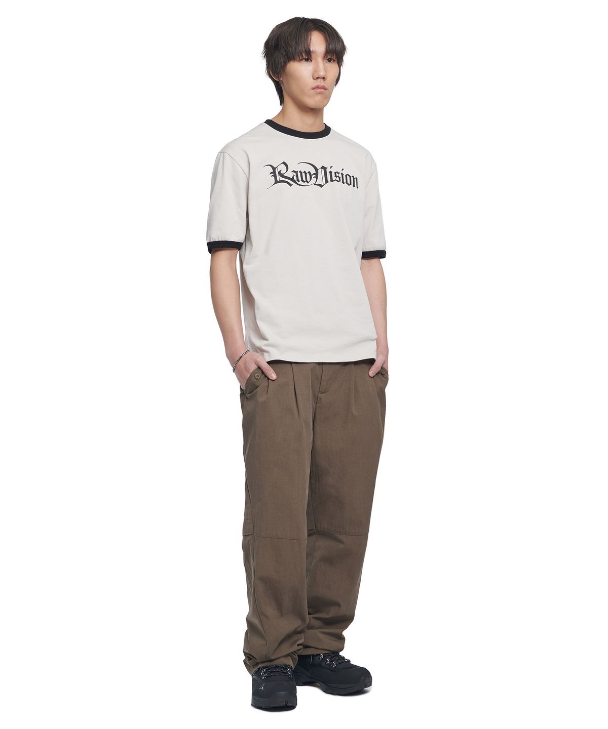 노매뉴얼(NOMANUAL) RAW VISION RINGER T-SHIRT - IVORY