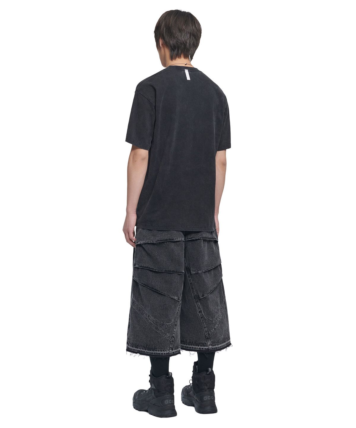 노매뉴얼(NOMANUAL) DETACHED POCKET T-SHIRT - WASHED BLACK