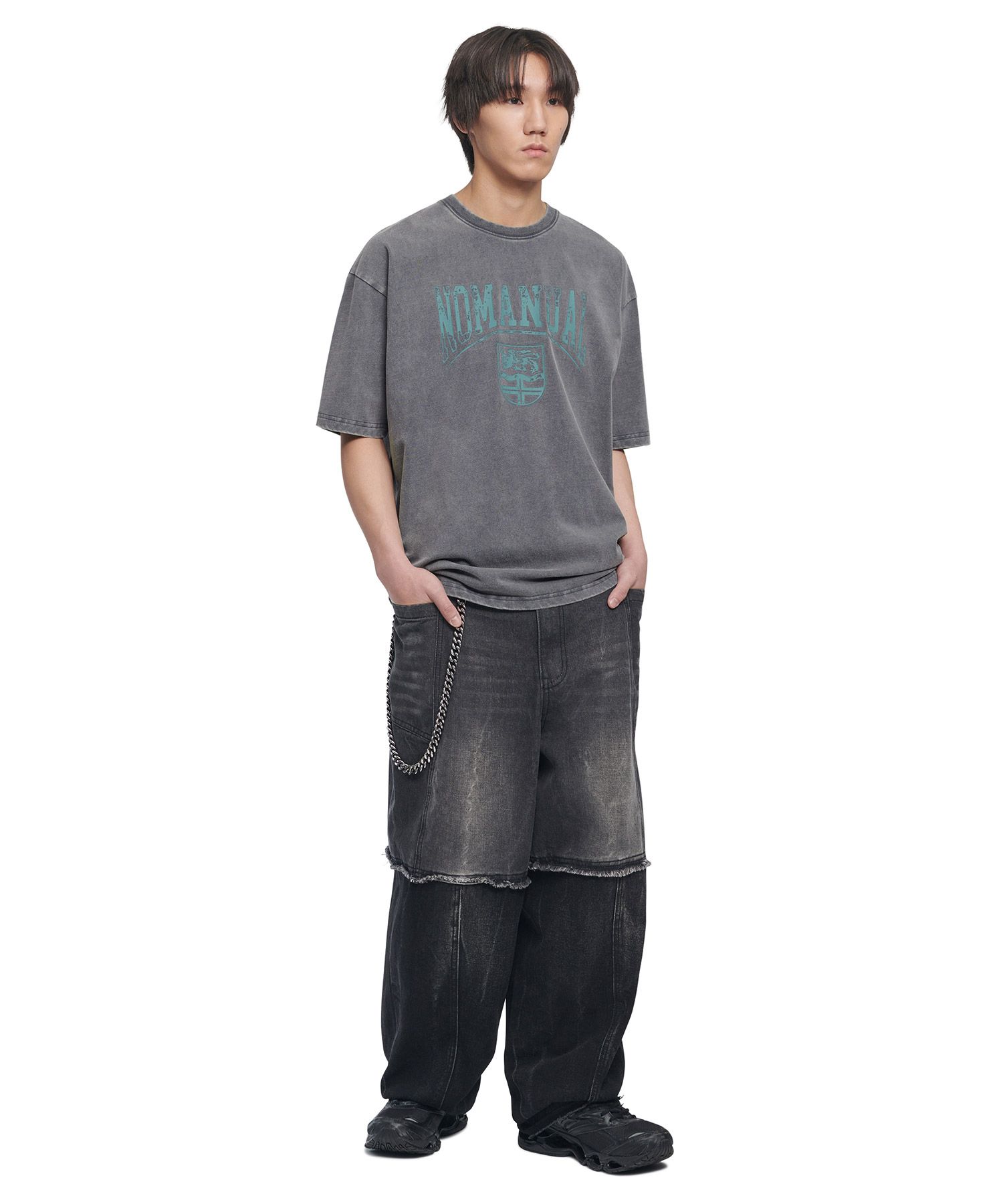 【NOMANUAL】 EMBLEM WASHED T-SHIRT ♥4Colors MUSINSA | NOMANUAL EMBLEM WASHED T-SHIRT - WASHED GRAY