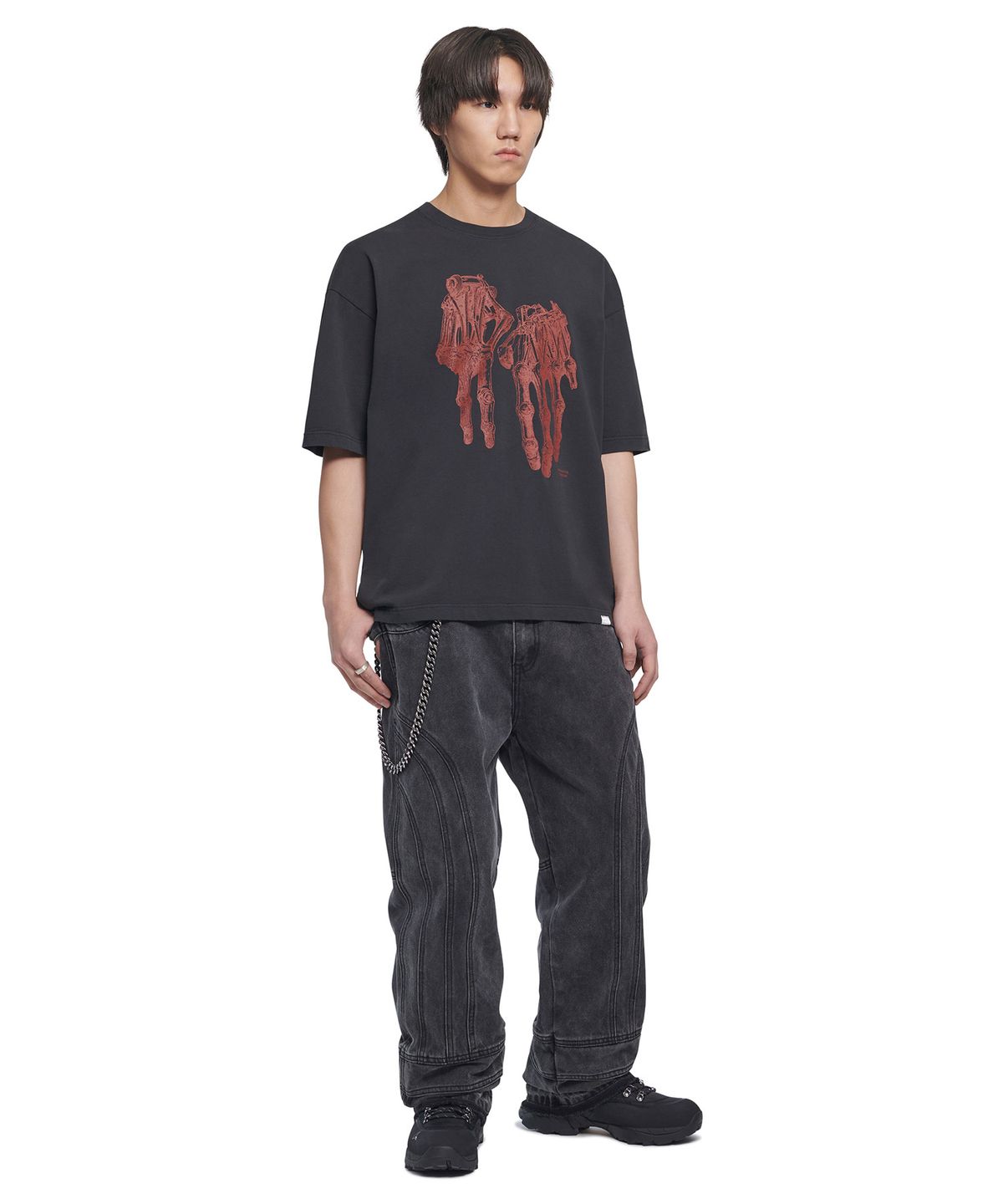 노매뉴얼(NOMANUAL) ROBOTIC HAND NM T-SHIRT - WASHED BLACK