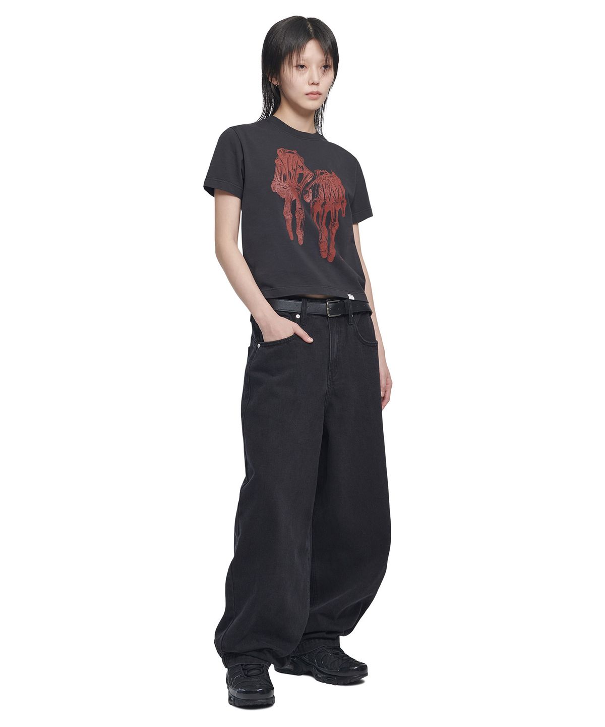 노매뉴얼(NOMANUAL) ROBOTIC HAND NM T-SHIRT - WASHED BLACK