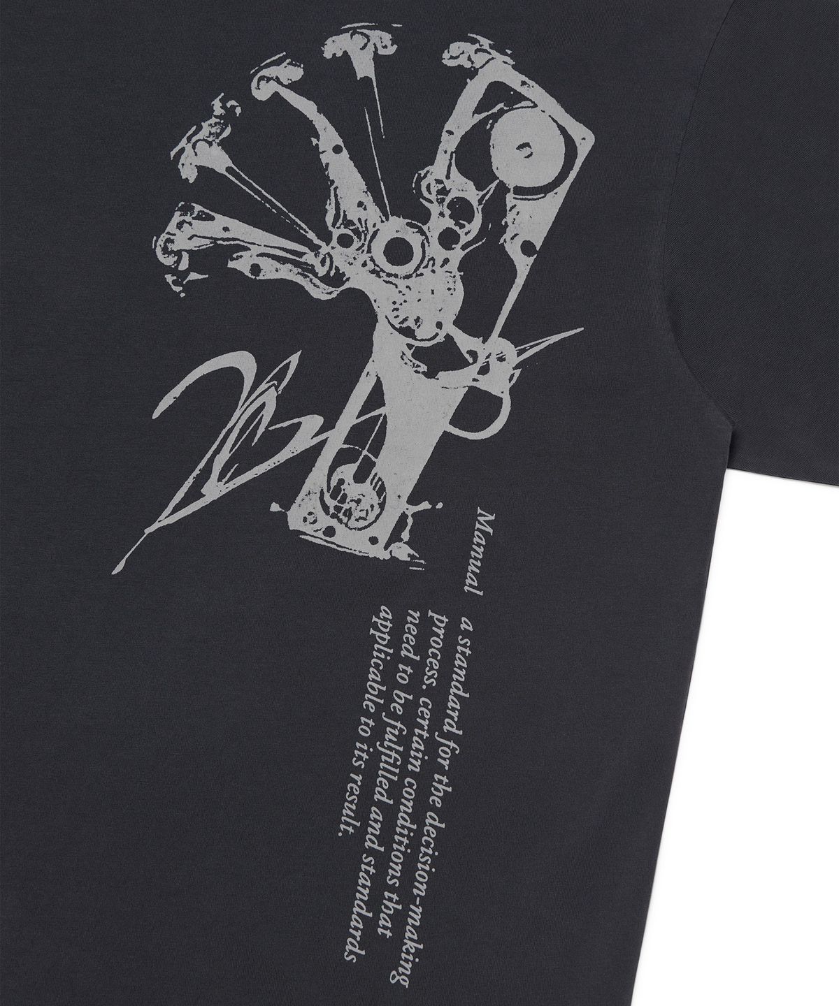 노매뉴얼(NOMANUAL) GEAR MANUAL GRAPHIC T-SHIRT - WASHED BLACK